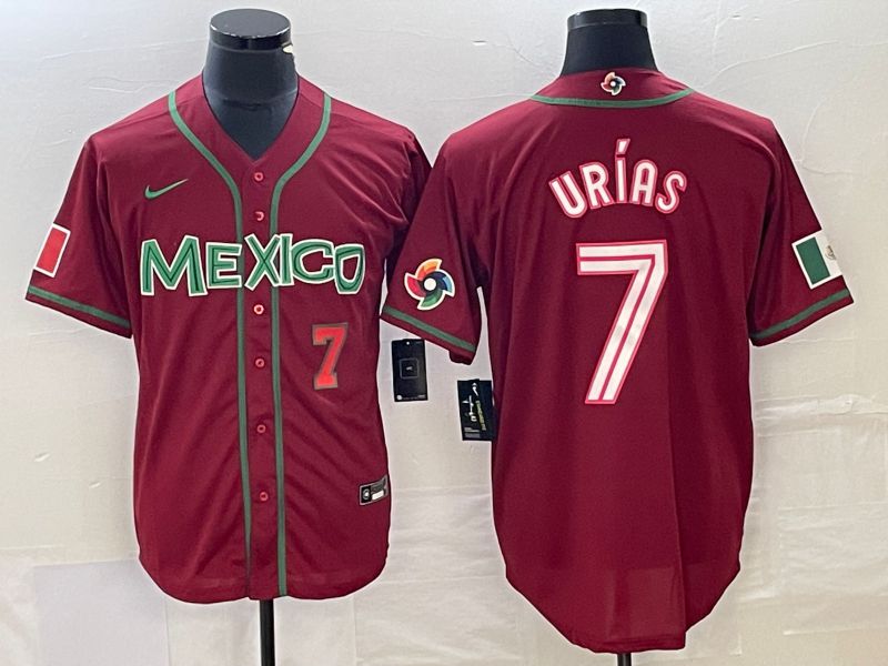 Men 2023 World Cub Mexico #7 Urias Red Nike MLB Jersey3->more jerseys->MLB Jersey